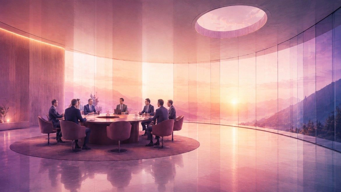 Leadership team meeting around a boardroom table