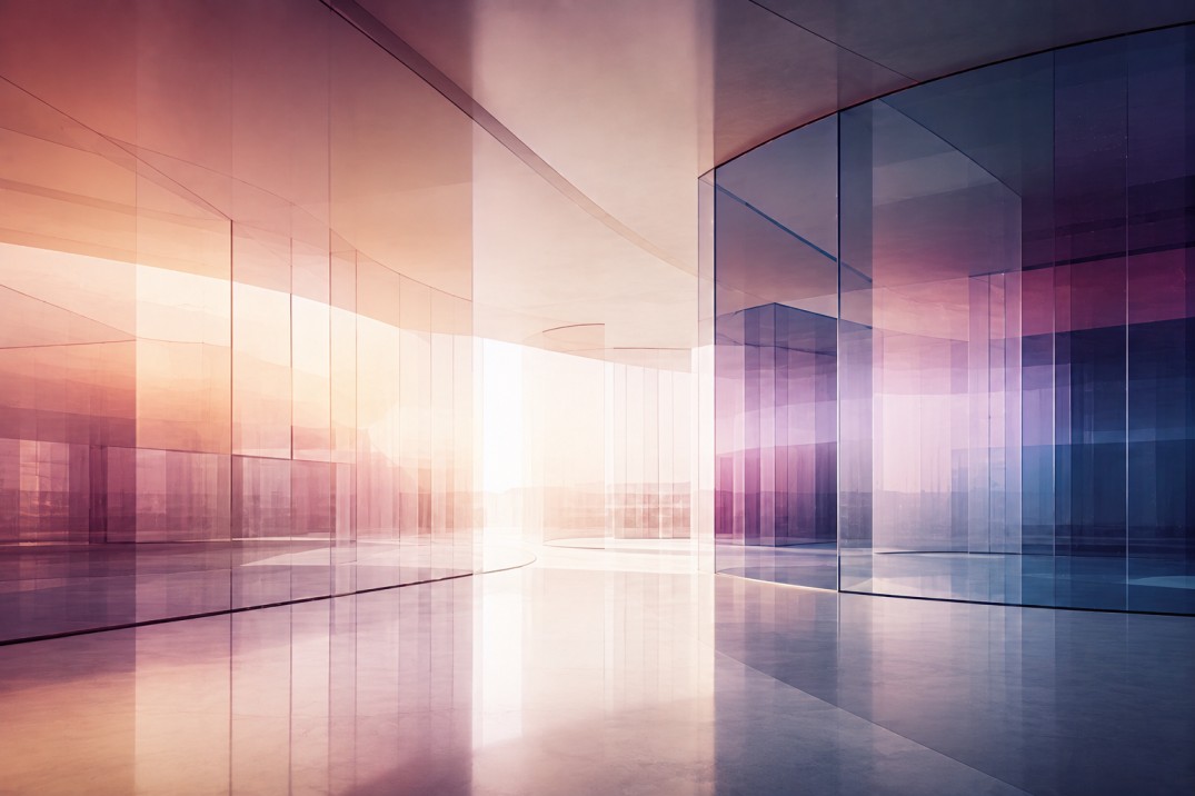 Daylit glass corridor in a workplace